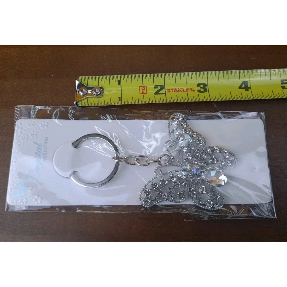 NIP‎ Crystal Collection Silver Crystal Butterfly Silver Tone Keychain Backpack